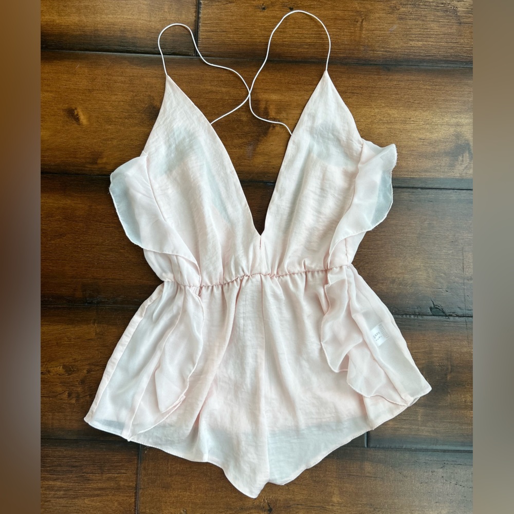 Misguided pale pink lingerie romper. Size US 4.